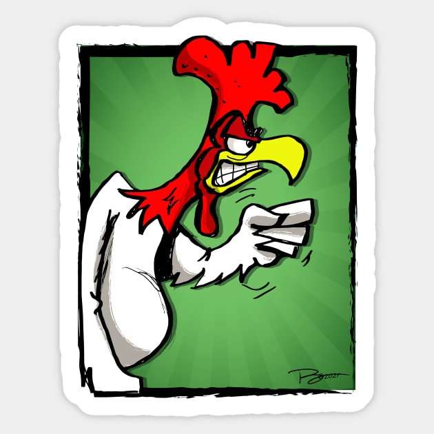 Road Rage Rooster Sticker by i4ni Studio